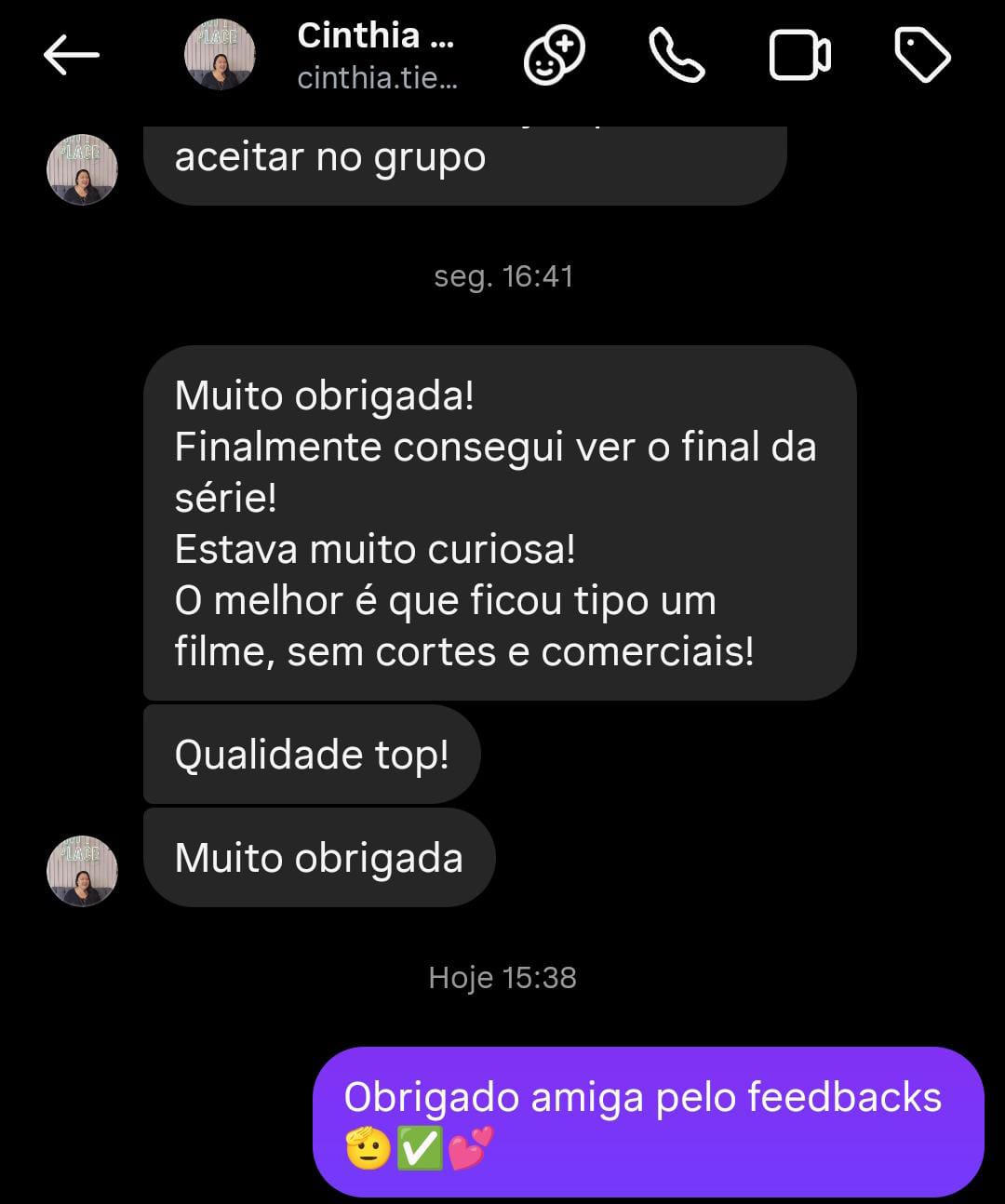 Depoimento de Cinthia