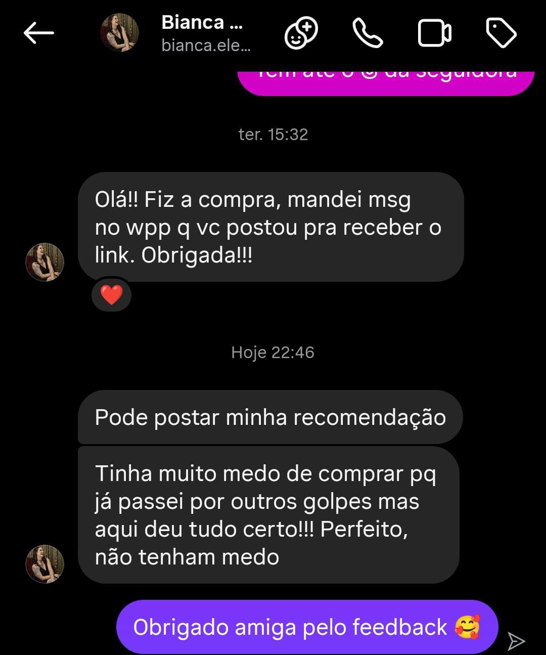 Depoimento de Bianca